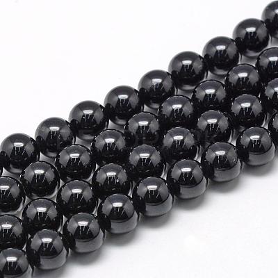 Natural Black Tourmaline Beads Strands G-R446-6mm-19-1