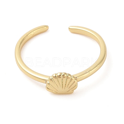 Shell Shape Brass Open Cuff Rings KK-K384-04G-1