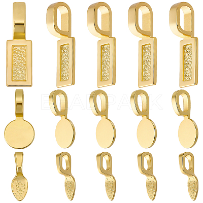 120Pcs 3 Styles Alloy Glue On Flat Pad Pendant Bails FIND-SP0005-11-1