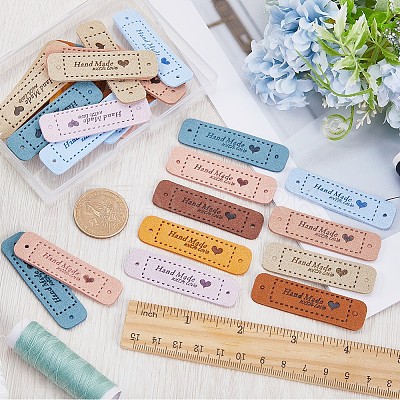 45Pcs 9 Colors PU Leather Label Tags DIY-GF0008-52-1