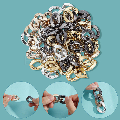 120Pcs 4 Colors UV Plating ABS Plastic Linking Rings CCB-SP0001-14-1
