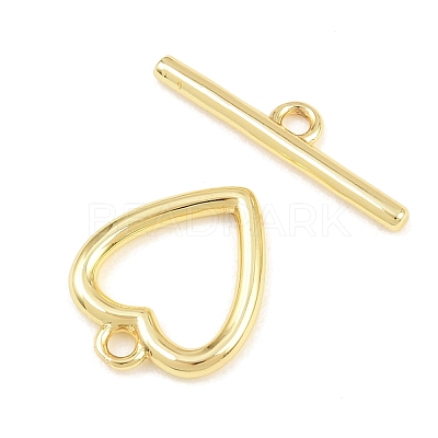 Heart Brass Toggle Clasps KK-G548-43G-03-1