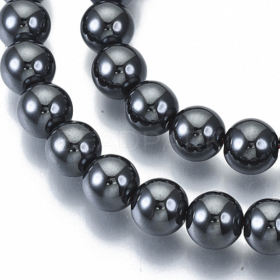 Non-magnetic Synthetic Hematite Beads Strands G-Q892-8mm-1