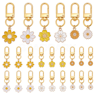 24Pcs 6 Style Alloy Enamel Pendant Decorations HJEW-WR00024-1