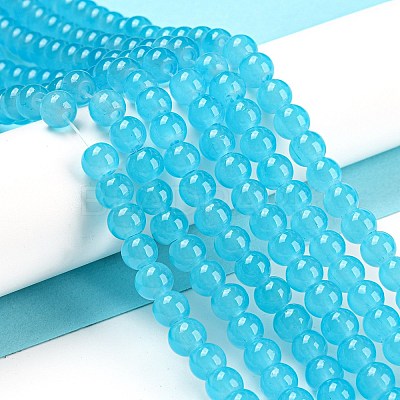 Baking Paint Imitation Jade Glass Round Bead Strands X-DGLA-Q021-6mm-06-1