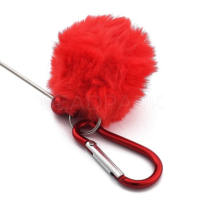 Aluminum Alloy Pom Pom Ball Beadable Keychain Bar HJEW-Q001-01C-1