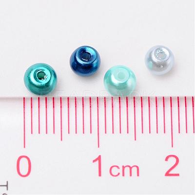 Carribean Blue Mix Pearlized Glass Pearl Beads HY-X006-4mm-03-1