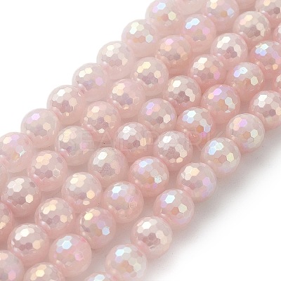 Electroplated Natural Rose Quartz Beads Strands G-Z038-A03-03AB-1