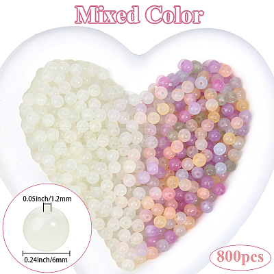 800Pcs Transparent Glass UV Reactive Beads DGLA-PA0001-10C-1