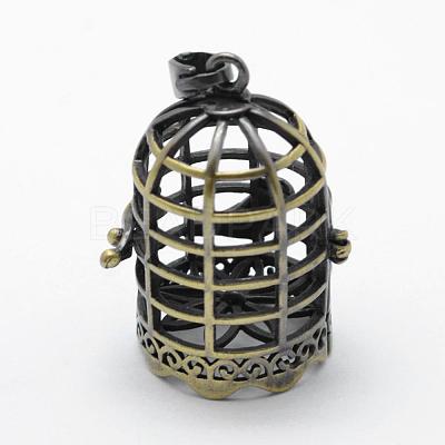 Brass Rack Plating Cage Pendants KK-F722-41AB-RS-1