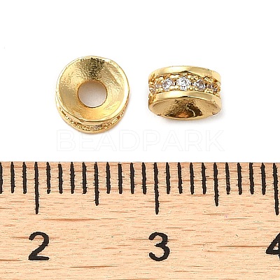Rack Plating Brass Cubic Zirconia Beads KK-K349-03G-1