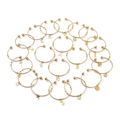 PVD Vacuum Plating 201 Stainless Steel Cuff Bangles BJEW-M284-20G-1-1