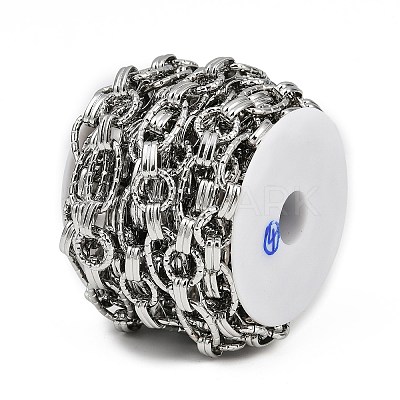 304 Stainless Steel Textured Oval with Flat Round Link Chains CHS-C017-01P-1