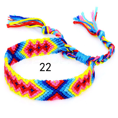 Cotton Braided Rhombus Pattern Cord Bracelet FIND-PW0013-003A-22-1
