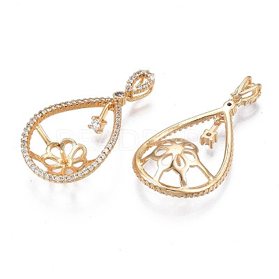 Brass Micro Pave Clear Cubic Zirconia Peg Bails Pendants KK-N232-230-1