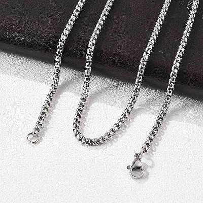 Tarnish Resistant 304 Stainless Steel Venetian Chain Box Chain Necklace Making STAS-A028-N031P-A-1