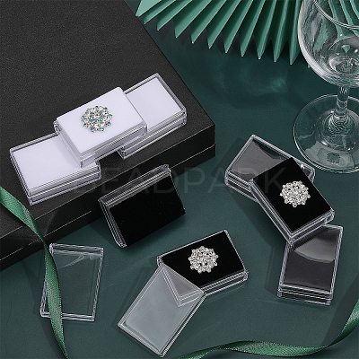 10Pcs 2 Colors Rectangle Transparent Plastic Loose Diamond Gemstone Storage Boxes CON-WH0095-46-1