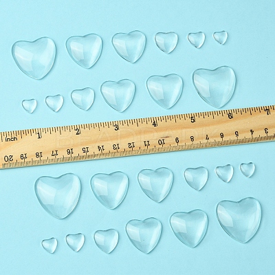 48Pcs 6 Styles Transparent Heart Glass Cabochons GGLA-FS0001-07-1