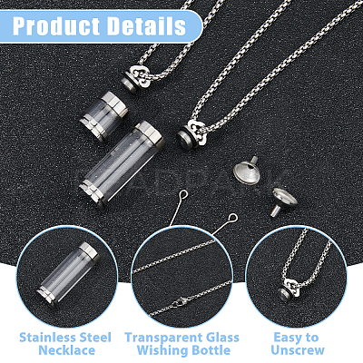 Transparent Glass Wishing Bottle Pendant NJEW-HS0001-01P-1