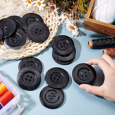 30Pcs Wood Buttons BUTT-OC0001-50B-1