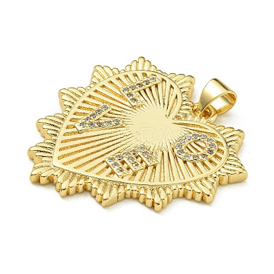 Rack Plating Brass Micro Pave Clear Cubic Zirconia Pendants KK-Z067-05G-1
