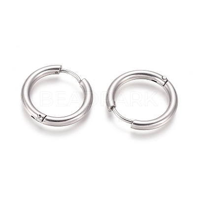 Tarnish Resistant 202 Stainless Steel Huggie Hoop Earrings A-EJEW-F111B-19mm-P-1