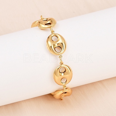 304 Stainless Steel Coffee Bean Link Chain Bracelets X-BJEW-D359-14B-G-1