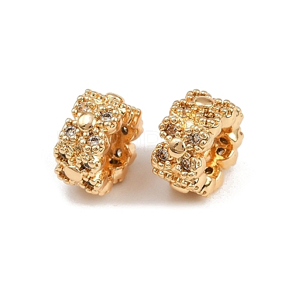 Brass Micro Pave Clear Cubic Zirconia Beads KK-C115-18G-1