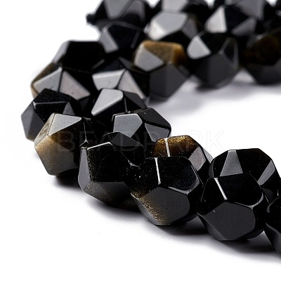 Natural Golden Sheen Obsidian Beads Strands G-C229-01B-1