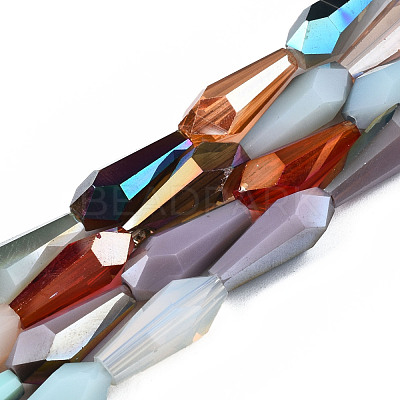 Electroplate Transparent Glass Beads Strands EGLA-S174-28-1