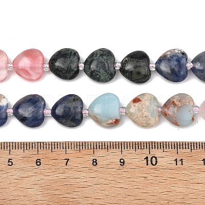 Gradient Color Cherry Quartz Glass & Synthetic Shoushan Stone & Natural Quartz Crystal & Sodalite Kambaba Jasper Beads Strands G-B185-A08-1