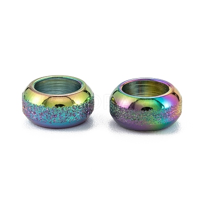 Ion Plating(IP) Frosted 201 Stainless Steel European Beads STAS-B020-13M-1