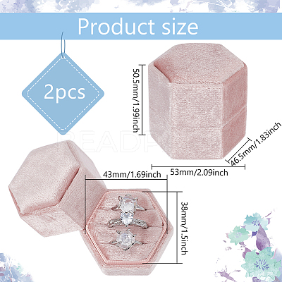 3-Slot Hexagonal Velvet Ring Boxes AJEW-WH0471-26B-1