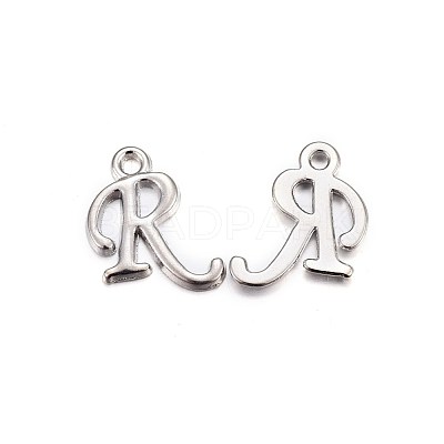 Platinum Plated Alloy Letter Pendants X-PALLOY-J718-01P-R-1