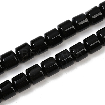 Natural Black Agate(Dyed & Heated) Beads Strands G-G275-D15-10x10mm-1