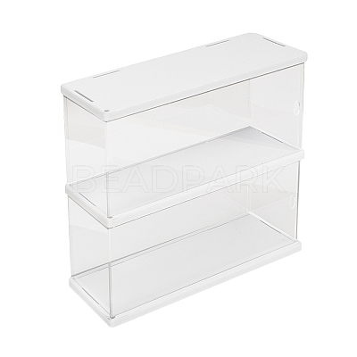 2-Tier Rectangle Transparent Acrylic Minifigures Display Case ODIS-WH0099-08B-1