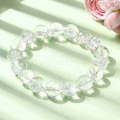 Natural Quartz Crystal Round Beads Stretch Bracelets for Women BJEW-L712-B03-12mm-1