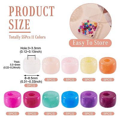 55Pcs 11 Colors Natural White Jade Dyed Beads G-TA0002-74-1