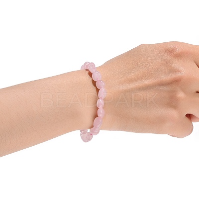 Natural Rose Quartz Bead Stretch Bracelets LS-BJEW-K213-01-1