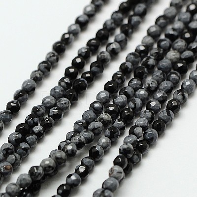 Natural Snowflake Obsidian Bead Strands G-A129-3mm-12-1