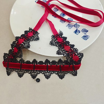 Polyester Flower Lace Wrap Knot Choker Necklaces for Women FS-WGE4196-02-1