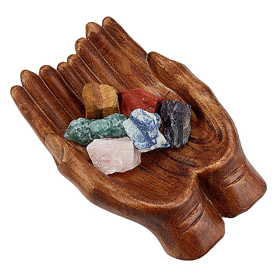 Wooden Buddha Hand Display Decorations AJEW-WH0304-38-1