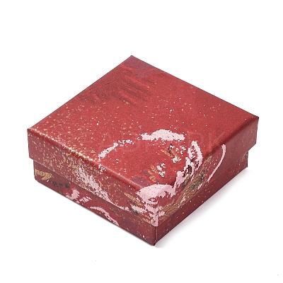 Floral Oil Painting Print Square Cardboard Jewelry Boxes CBOX-A010-01A-05-1