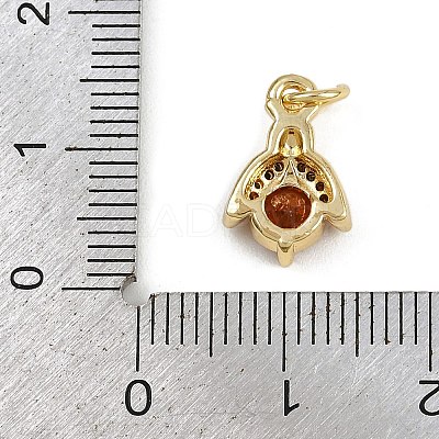 Insect Brass Micro Pave Cubic Zirconia Charms KK-Z123-10G-1