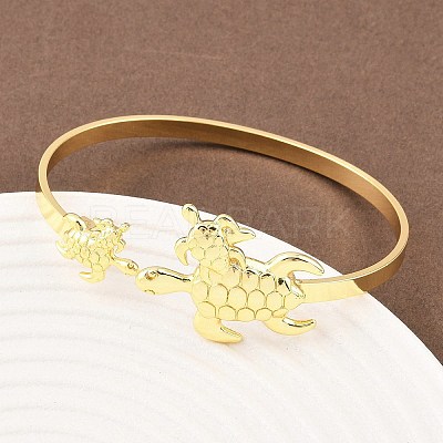 Marine Organism Brass Cuff Bangles for Women BJEW-D368-03L-G-1