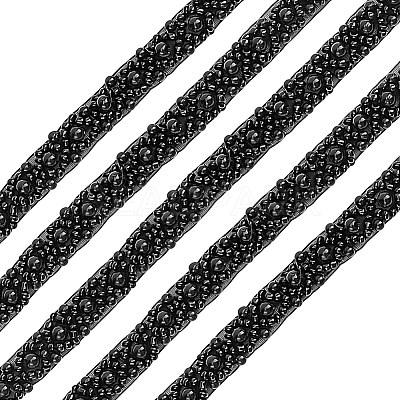 Grenadine & Plastic Pearl Ribbon OCOR-WH0105-170B-1