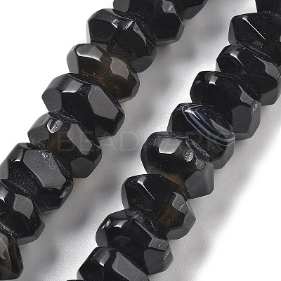 Natural Black Agate Beads Strands G-K392-A18-1