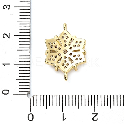 Brass Clear Cubic Zirconia Connector Snowflake Connector Charms KK-L229-079G-02-1