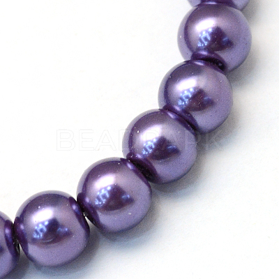 Baking Paint Pearlized Glass Pearl Round Bead Strands X-HY-Q330-8mm-59-1