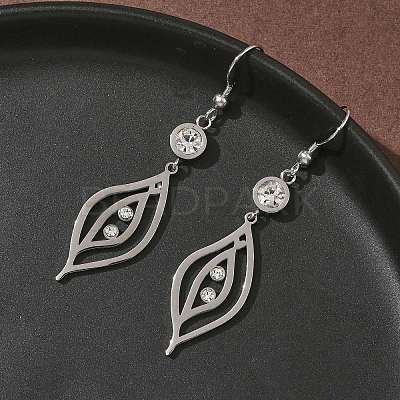 304 Stainless Steel Leaf Dangle Earrings EJEW-Z129-13P-1